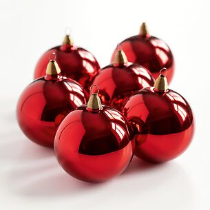 6 Lauschaer Weihnachtskugeln 8 cm Rot