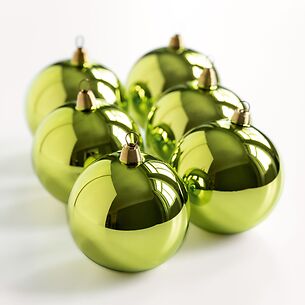 6 Lauschaer Weihnachtskugeln 8 cm Jade/Lime