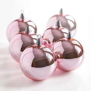 6 Lauschaer Weihnachtskugeln 8 cm Pink/Blush