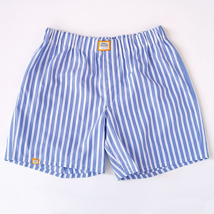 Lamb & Shadow Boxershorts Weiß/Blau gestreift S