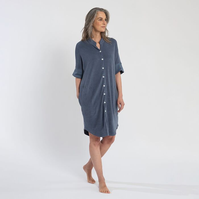 Sunday in Bed X Torquato Kleid Rania Frottee Dusty Blue M