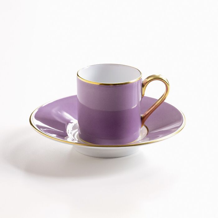 Porcelaine de Limoges Mokkatasse mit Golddekor Lila